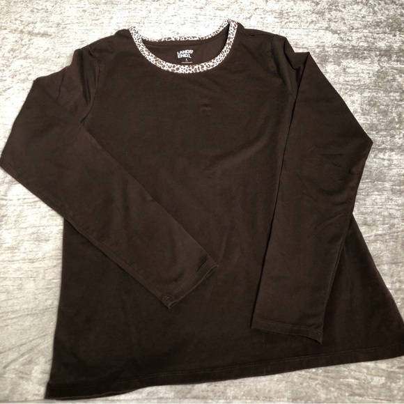 Lands End 2 piece lounge pajama set size small 6/8 brown leopard - Picture 6 of 11